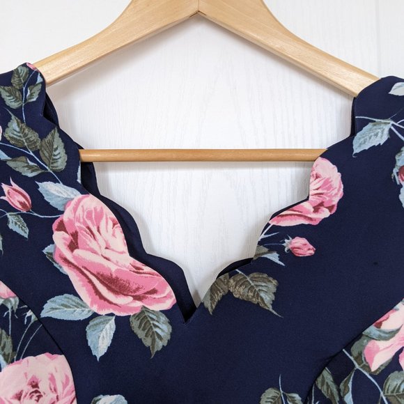 2/$45 Fifty Street Navy Floral A-Line Dress - Picture 2 of 5